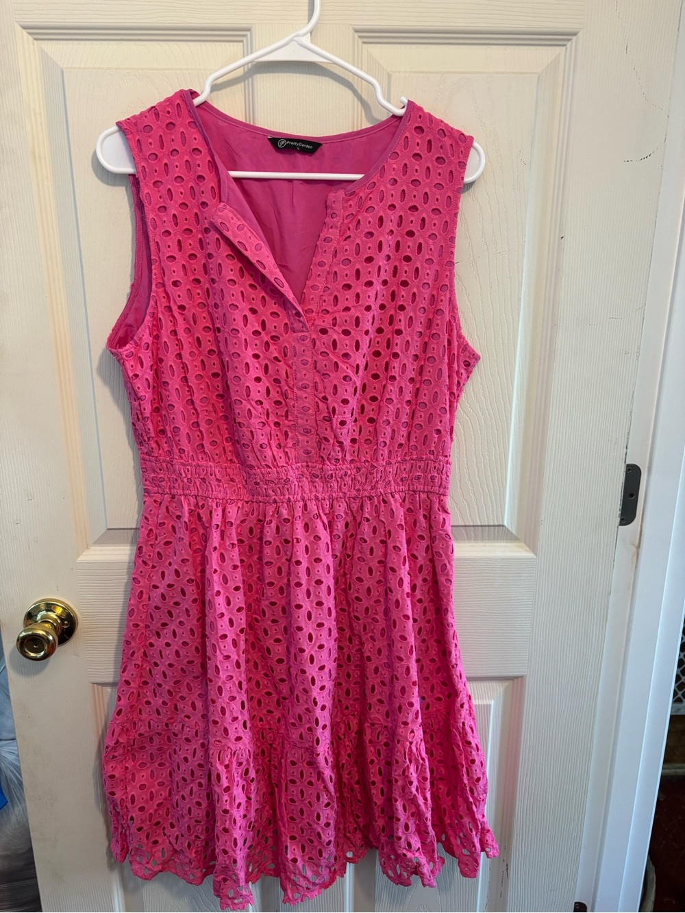 Pink Sleeveless Eyelet Summer Dress